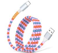 Cavo di ricarica da USB A a USB C, 0,9 m, con perline per iPhone 17, 16 Pro Max, 15, tipo C, Carplay e caricabatteria da auto per iPad 10 11th A16 Samsung S25 S24 S23 FE S22 Pixel telefoni Android