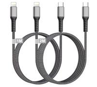 Cavo di ricarica da USB C a Lightning, 1 m + 2 m, certificato MFi, cavo di ricarica rapida da tipo C a Lightning per iPhone Apple 14/13/12/11/XR/X/8/7/6/5/SE, iPad, AirPods