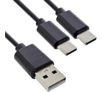 Cavo di ricarica InLine USB 2in1 Y, 1 x spina USB-A su 2 x spina USB-C, nero 2 m, 2 m, USB A, 2 x USB C, USB 2.0, nero