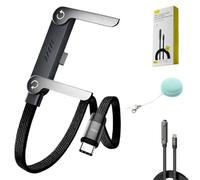 Cavo di ricarica invisibile 2 in 1, cavo di ricarica regolabile a 360° con supporto, cavo di ricarica rapida da 240 W con supporto per cellulare integrato, a forma di T, pieghevole, robusto, tipo C