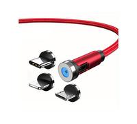 Cavo di ricarica magnetico 3 in 1 con rotazione di 540 e connettori Micro USB, Type-C e Apple, 2 m, rosso