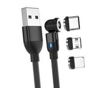 Cavo di ricarica magnetico universale per Micro USB, Type C e prodotti Apple, caricabatterie multi-dispositivo con magnetismo potente e luce LED per