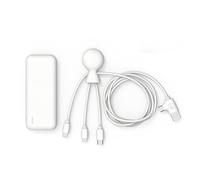 Cavo Di Ricarica Multi USB e Batteria Esterna 7000mAH - Cavo multi USB 4 in 1: USB C, USB, Lighting e Micro USB e Batteria Esterna a Carica Rapida - Mr Bio Pack Hepta Bianco Xoopar