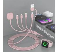 Cavo di ricarica multiplo da viaggio 4 in 2, cavo di ricarica USB A/C extra lungo da 3 m, con caricabatterie iWatch + IP* 2 + porta di tipo C per Apple Watch serie 9/8/Ultra/7/6/5/SE/iPhone 16/15/14