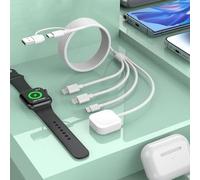 Cavo di ricarica multiplo da viaggio 4 in 2, cavo di ricarica USB A/C extra lungo da 3 m, con caricabatterie iWatch + IP* 2+porta di tipo C per Apple Watch serie 9/8/Ultra/7/6/5/SE/iPhone 16/15/14/13