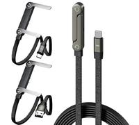 Cavo di Ricarica Orizzontale con Supporto Invisibile 2 in 1,240W Fast Caricatore Rapido con Supporto Integrato per Telefono,Caricatore Laterale USB-C con Base Pieghevole per Smartphone Auto (Type C-C)