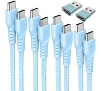 Cavo di Ricarica per iPhone 15, Cavo Ricarica Rapida USB C a USB C 60W per Phone 15, iPad 10, MacBook Pro, Samsung S24/S23/A14/ Xiaomi, Pixel, OnePlus, Switch (6 Pezzi 0.3M+1M+2M+3M+2x Adattatore)