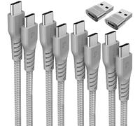 Cavo di Ricarica per iPhone 15, Cavo Ricarica Rapida USB C a USB C 60W per Phone 15, iPad 10, MacBook Pro, Samsung S24/S23/A14/ Xiaomi, Pixel, OnePlus, Switch (6 Pezzi 0.3M+1M+2M+3M+2x Adattatore)