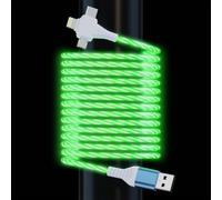 Cavo di ricarica per iPhone 3 in 1 che si illumina e scorre, 1,8 m, LED multi Lightning/Tipo C/Micro USB RGB per Apple iPhone 15/14/13/12/11 Pro Max/XR/XS/SE, iPad/Android/Samsung, verde