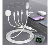 Cavo di ricarica per orologi certificato MFi da 6 piedi, caricatore 4 in 2 per iWatch e smartphone, cavo di ricarica magnetico con Watch Series, caricatore da viaggio per iPhone e Apple Watch, compati