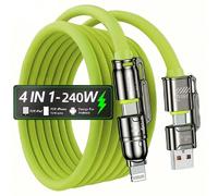 Cavo di ricarica rapida 4 in 1 da 240 W MAX, cavo di ricarica Two Drag Two con USB-A/Type-C/Lightning, cavo di ricarica rapida quattro in uno per iPhone 17air/16/15/14plus/13/12/11 Pro Max, compatibil