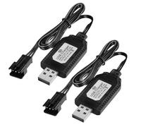 Cavo di ricarica RC Caricabatterie per batteria LiPo da 7,4 V 2 pezzi Cavo USB con spina SM-3 PIN per auto RC droni quadricotteri giocattoli telecomandati protezione da sovraccarico Lnkl Display LED
