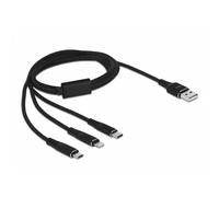 CAVO USB DELOCK Cavo di ricarica USB 3 in 1 Tipo-A a Lightning / Micro USB / USB Type-C da 1 m nero