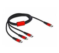 Cavo di ricarica USB 3 in 1 Delock USB Type-C a Lightning/Micro USB/USB Type-C 1 m nero/rosso