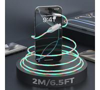 Cavo di Ricarica USB-C 2M, Cavo Type-C Intrecciato con Luce Lampeggiante, USB A-C per iPhone 16/15, Samsung Galaxy S23/S22/S21/S20, Note 10/9/8, Huawei, iPad, Switch, PS5 e altri dispositivi