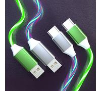 Cavo di ricarica USB C a LED, 2 confezioni da 2 m, cavo di ricarica USB C veloce compatibile con Samsung Galaxy S21 S20 S10 S9 S8 Note 20, LG V30 V20 G6 (verde e colorato)