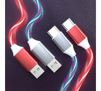 Cavo di ricarica USB C a LED, 2 confezioni da 2 m, cavo di ricarica USB C veloce compatibile con Samsung Galaxy S21 S20 S10 S9 S8 Note 20, LG V30 V20 G6 (rosso e colorato)