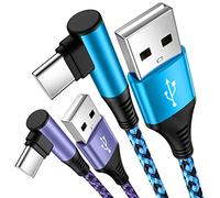 Cavo di ricarica USB C ad angolo [2 pezzi da 0,9 m] da USB a USB C per Samsung Galaxy A17/A16/A15/A57/A56/A55/A36/A26/S26 Ultra/S25/S24/S23/S21, iPhone 17 Pro Max /16/15, cavo di ricarica di tipo C