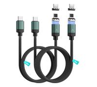 Cavo di ricarica USB C da 100 W, magnetico, 5 A, tipo C, ricarica rapida 2 in 1, 480 Mbps, trasferimento dati per Phone 16/15/14/13 Pro Max/MacBook Pro/Pad/Galaxy S22/Pixel(2 pezzi 1,2/2 m)