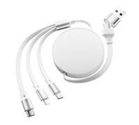 Cavo di ricarica USB da 120 W, multiplo 3 in 1, cavo USB retrattile, cavo di ricarica rapida con micro / phone/tipo C, universale, compatibile con i-Phone, laptop, i-Pad, Galaxy S23 (bianco)