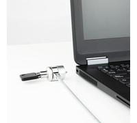 Cavo di sicurezza per laptop da 1,5 m con chiave, ideale per proteggere i dispositivi dai furti e garantire sicurezza negli spazi pubblici.