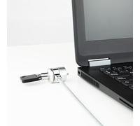 Cavo di sicurezza per laptop da 1,5 m con chiave, protezione dai furti, ideale per uffici e ambienti pubblici.