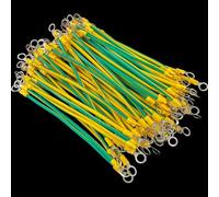 Cavo di terra flessibile in rame, lunghezza 10-50 cm, 100 pezzi, cavo di terra solare fotovoltaico con terminali 10 AWG 12 AWG 14 AWG, apertura 6 mm(10 AWG,10cm)