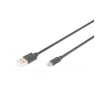 DIGITUS Cavo di collegamento USB 2.0-1,8 m - da USB A (M) a USB Micro B (M) - 480 Mbit/s - Cavo di collegamento - Nero