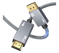 Cavo DisplayPort 1.4 a HDMI 2.1 2M - 8K@60Hz, 4K@240/144Hz, Unidirezionale DP a HDMI, supporto VRR/HDR/HDCP 2.3/DSC 1.2 per computer portatile/PC/scheda grafica a monitor/TV/proiettore