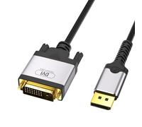 Cavo DisplayPort a DVI 2M, Cavo Convertitore da DisplayPort a DVI, Unidirezionale DisplayPort Computer a D-VI-D Monitor, 1080P@60HZ, Adattatore per HP Dell, Nvidia, AMD, PC portatile - Intrecciato