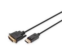 DIGITUS Cavo adattatore DisplayPort - DP a DVI (24+1) - Full-HD 1080p/60Hz - Displayport 1.1a - 3,0 m - con chiusura - adatto a monitor, schede grafiche - nero