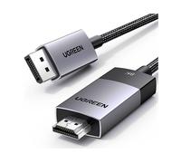 CAVO DISPLAYPORT UGREEN a 2.1, da 1.4 a HDMI 2.1, 2 m, Nylon intrecciato, Argento
