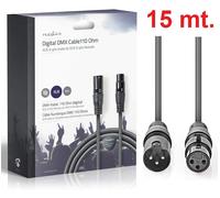 CAVO DMX 15 METRI XLR MASCHIO XLR FEMMINA 110 Ohm PROLUNGA CANNON - professional
