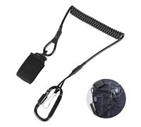 Cavo elastico a spirale con moschettone, nastro per attrezzi allungabile, paracord, cordino tattico, corda di sicurezza con chiusura in velcro, adatto per escursioni, arrampicata, campeggio, attività