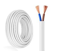 Cavo Elettrico A 2 Conduttori Calibro 18/16/14/12/10, 30 Piedi, Bassa Tensione,18/2, Rame Stagnato, 2 Fili Intrecciati, Prolunga Flessibile Bianca, Alimentazione For Auto(30FT,14AWG-2C)