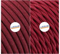 CAVO ELETTRICO COLORATO CILIEGIA IN TESSUTO FILATO GREZZO PER LAMPADARI, PENDEL