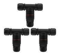 Cavo Elettrico con Connettore Impermeabile da 3 Pezzi Accessori Industriali per Esterni, Set di Connettori Elettrici Impermeabili a Forma di T a 3 Vie IP68, Scatola di Giunzione