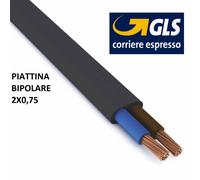 CAVO ELETTRICO PIATTO BIPOLARE PIATTINA NERA 2X0,75 VARIE METRATURE