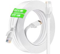Cavo Ethernet 10 metri, Cat 6 Cavo LAN 10m Alta Velocità Cavo di Rete 1000Mbps 250MHz, Piatto Bianco RJ45 Cavo Internet Esterno Interno Lungo Gigabit Cavo Patch per Router Switch Modem PC (10 Clips)