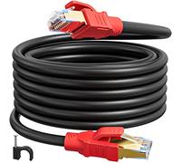 Cavo Ethernet 20 Metri, Cavo Lan 20m Schermato S/FTP per Esterno Cavo di Rete Alta Velocità 40Gbps 2000MHz Filo Ethernet 20mt 26AWG Gigabit Cavo RJ45 Patch Lungo Nero POE per Router Modem(20 Clips)