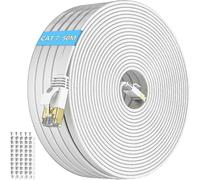 Cavo Ethernet 50 m Cat 7, cavo Internet piatto ad alta velocità extra lungo 50 metri bianco cavo LAN Gigabit Rj45 cavo patch Ftp schermato d
