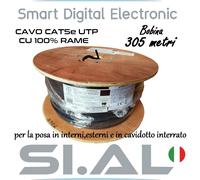 Cavo Ethernet CAT.5e nero bobina 305 metri in Rame per uso esterno interno CU