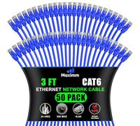 Cavo Ethernet CAT6 - 3 Ft - 50 Pack - LAN - UTP - CAT 6 - RJ45 - Rete, Patch, Cavo Internet, 0,9 m, colore: Blu