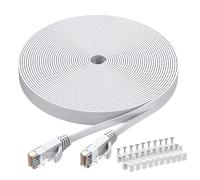 Cavo Ethernet Cat6 da 75 piedi (22,8 m) bianco, BUSOHE Cat-6 Cavo patch Ethernet piatto RJ45 per computer, Internet, LAN e rete - 75 piedi (22,8 m)
