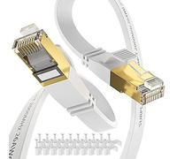 Cavo Ethernet Cat8 schermato e GND, bianco - 50FT-40Gbps solido conduttori Internet cavo per uso a lunga distanza, cavo LAN ad alta velocità per computer con rete piatta RJ45 per router, modem, NAS, CAT7/CAT6