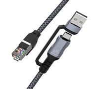Cavo Ethernet intrecciato USB e USB C, 1,8 m, veloce 100 Mbps, compatibile con più dispositivi intrecciati e cavo di rete C