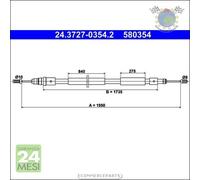 Cavo filo freno a mano ATE Posteriore Dx Destro per CITROEN XSARA #c8