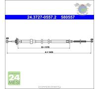 Cavo filo freno a mano ATE Posteriore Dx Destro per FIAT PANDA