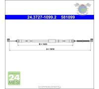 Cavo filo freno a mano ATE Posteriore Dx Destro per RENAULT CLIO #g1