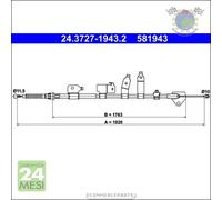 Cavo filo freno a mano ATE Posteriore Dx Destro per TOYOTA AURIS